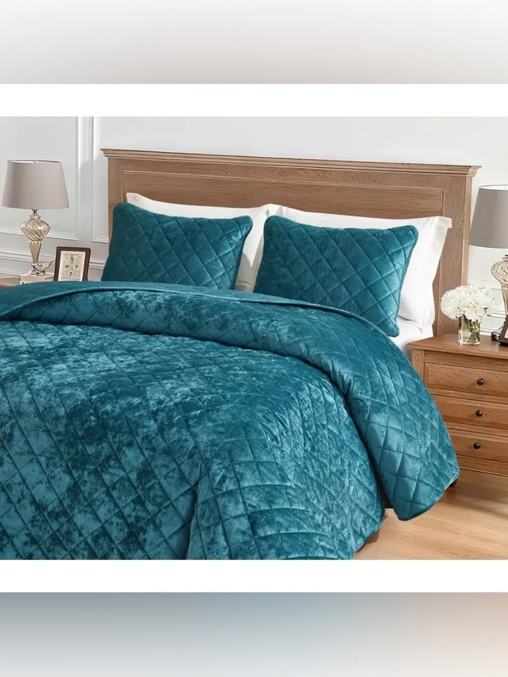 Plush Quilted oversized king Teal quilt Set